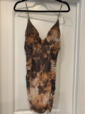 Saints + Secrets  Tie-Dye Ruched Spaghetti Strap Mini Dress NWOT